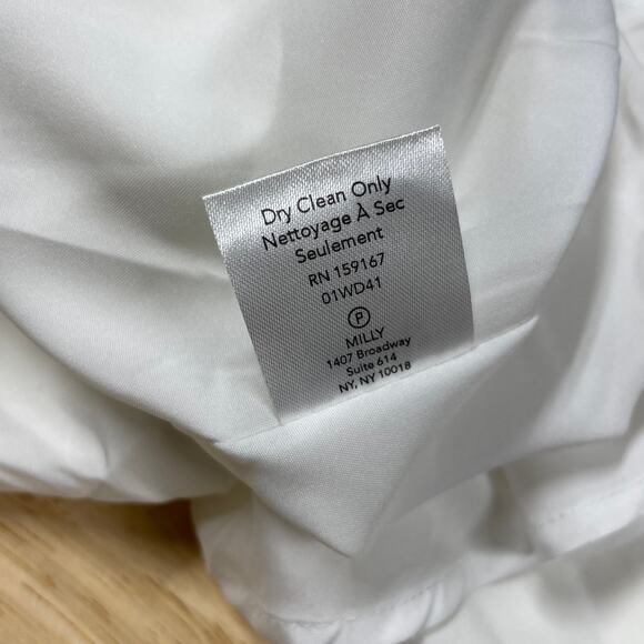 NWT Milly Ally Off-Shoulder Cady Dress Ecru White Size 12 Ruched Side Slit Hem - Picture 12 of 12